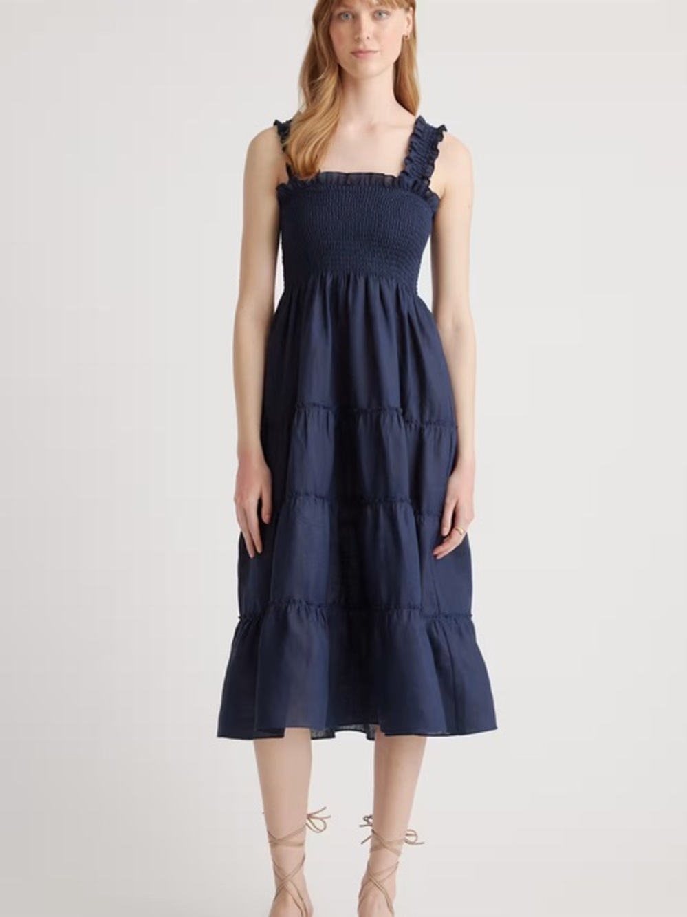 NWOT Quince 100% European Linen Smocked Midi Dress Size M